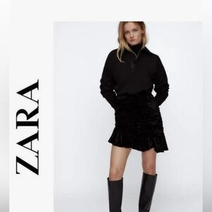 Zara velvet asymmetrical mini skirt/ New with tags